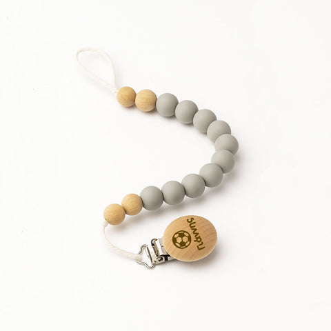 Κλιπ πιπίλας σιλικόνης με όνομα | Γκρι