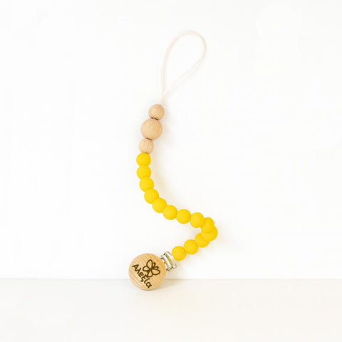 Κλιπ πιπίλας σιλικόνης με όνομα | Κίτρινο