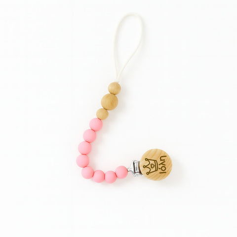 Κλιπ πιπίλας σιλικόνης με όνομα | Ροζ