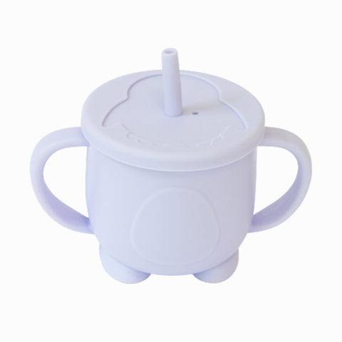 Ποτήρι σιλικόνης εκπαιδευτικό με καλαμάκι Μπλε