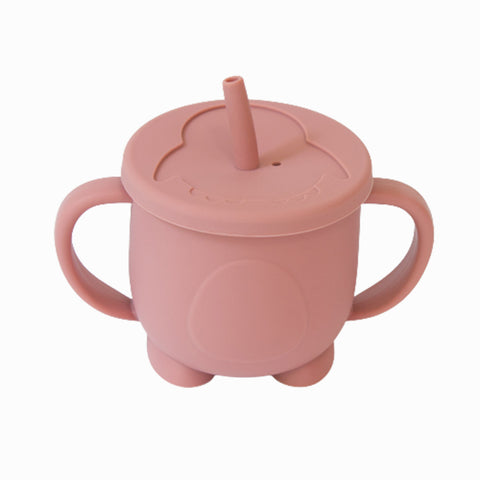 Ποτήρι σιλικόνης εκπαιδευτικό με καλαμάκι Σάπιο Μήλο