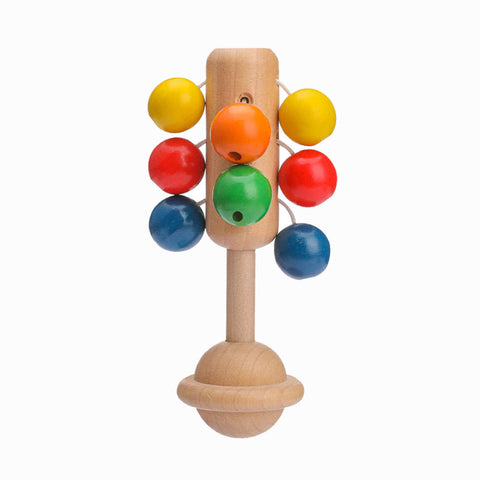 Ξύλινη κουδουνίστρα Montessori – Μουσικό παιχνίδι μωρού με μπαλίτσες