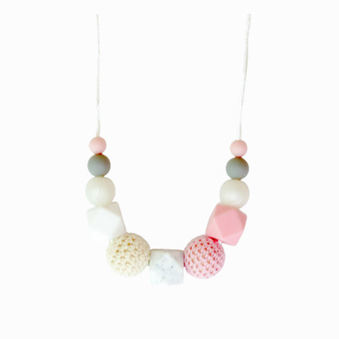 Μασητικό κολιέ οδοντοφυΐας - θηλασμού σιλικόνης Ροζ