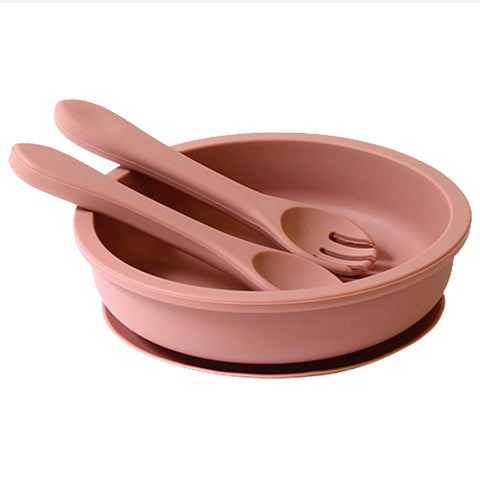 Σετ φαγητού σιλικόνης για μωρά με πιάτο βεντούζα & κουτάλι Σάπιο Μήλο