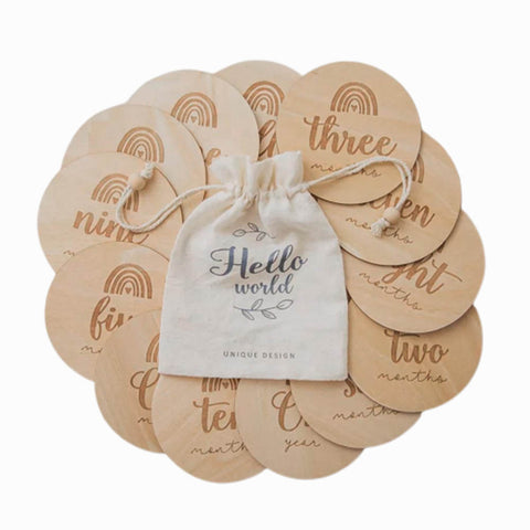 Αναμνηστικοί - Milestone ξύλινοι δίσκοι φωτογράφισης ανάπτυξης βρέφους