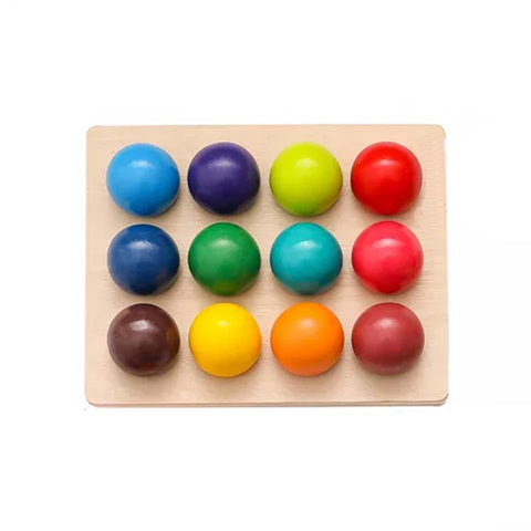 Ξύλινο εκπαιδευτικό παιχνίδι αντιστοίχισης με 12 χρωματιστές μπάλες
