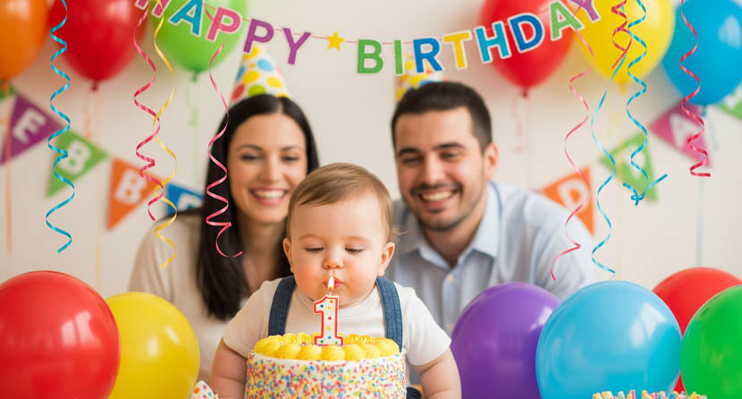 Οικογένεια σε παιδικό πάρτι γενεθλίων