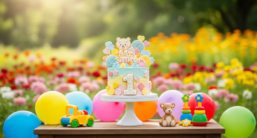 Γενέθλια με πολύχρωμη τούρτα