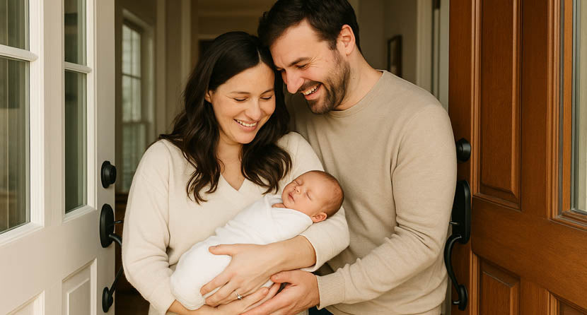 Νέοι γονείς με μωρό