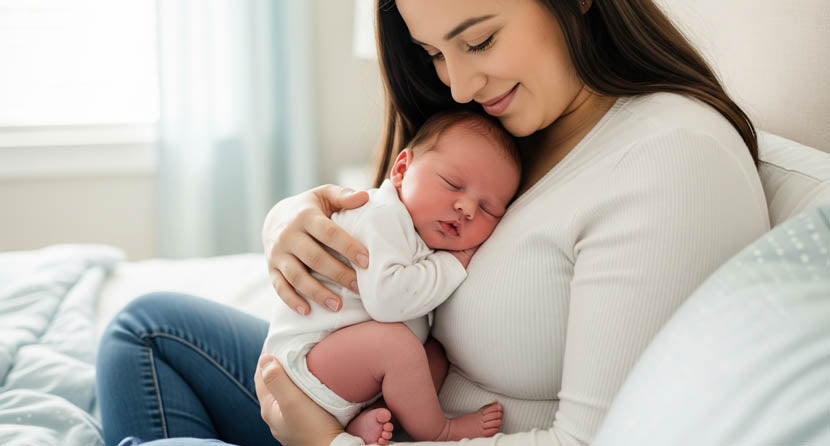 Μαμά κρατά νεογέννητο μωρό