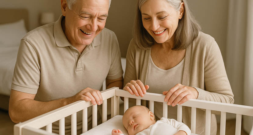 Γιαγιά και παππούς με εγγονάκι