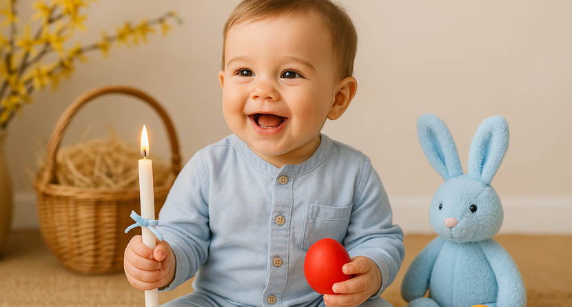 Μωρό αγοράκι με λαμπάδα