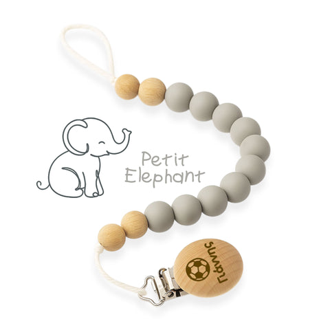 Κλιπ πιπίλας σιλικόνης με όνομα, μασητικό BPA free | Petit Elephant