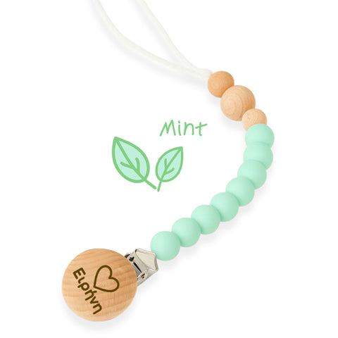 Κλιπ πιπίλας σιλικόνης με όνομα, μασητικό BPA free | Mint
