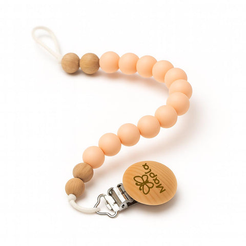 Κλιπ πιπίλας σιλικόνης με όνομα | Πορτοκαλί