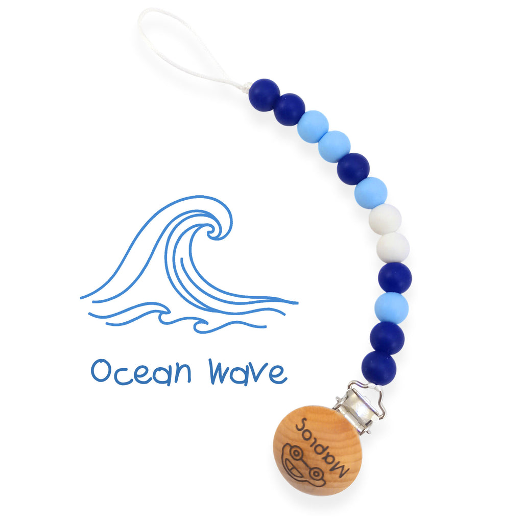 Κλιπ πιπίλας σιλικόνης με όνομα, μασητικό BPA free – Ocean Wave – FairyGift