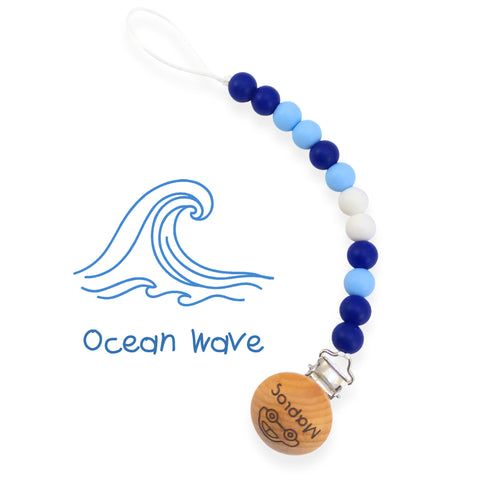 Κλιπ πιπίλας σιλικόνης με όνομα, μασητικό BPA free | Ocean Wave