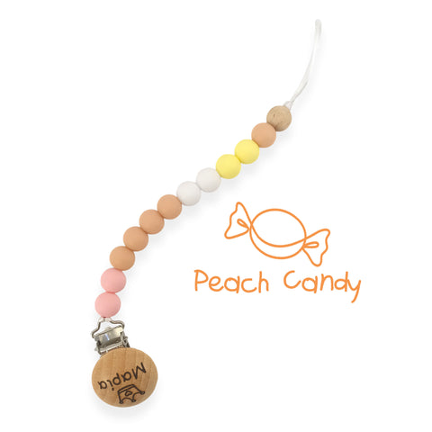 Κλιπ πιπίλας σιλικόνης με όνομα, μασητικό BPA free | Peach Candy