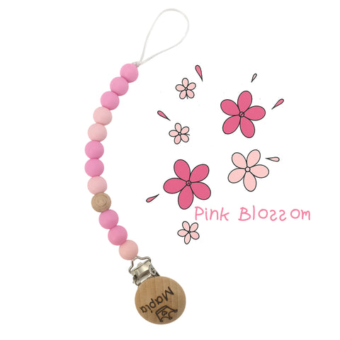 Κλιπ πιπίλας σιλικόνης με όνομα, μασητικό BPA free | Pink Blossom