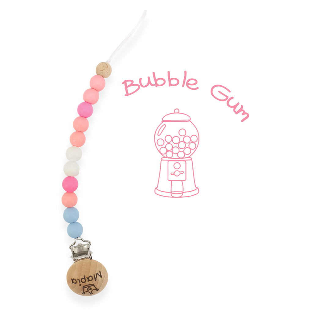 Κλιπ πιπίλας σιλικόνης με όνομα, μασητικό BPA free – Bubble Gum – FairyGift