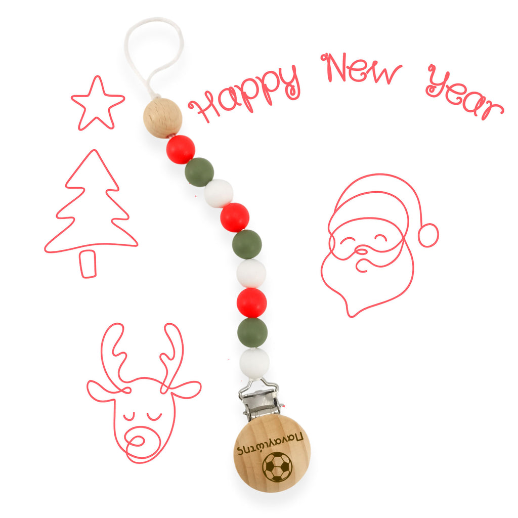 Κλιπ πιπίλας σιλικόνης με όνομα, μασητικό BPA free – Happy New Year – FairyGift