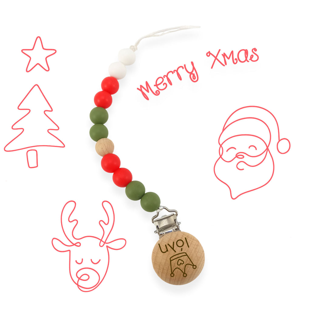 Κλιπ πιπίλας σιλικόνης με όνομα, μασητικό BPA free – Merry Christmas – FairyGift