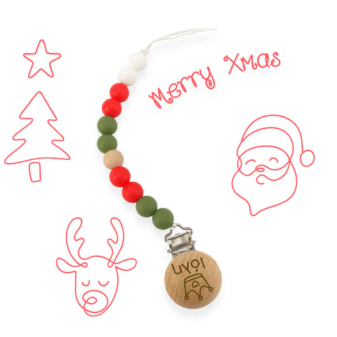 Κλιπ πιπίλας σιλικόνης με όνομα, μασητικό BPA free | Merry Christmas