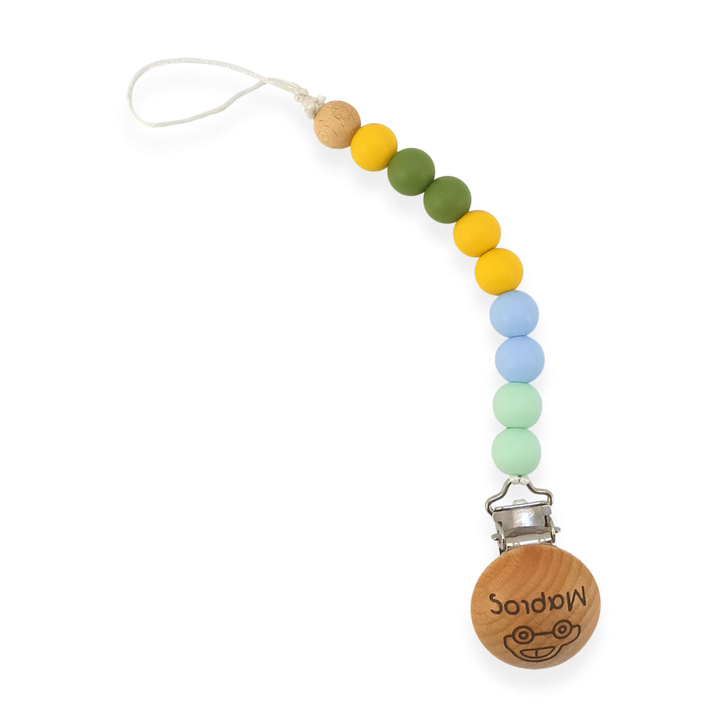 Κλιπ πιπίλας σιλικόνης με όνομα, μασητικό BPA free – Minty Forest – FairyGift