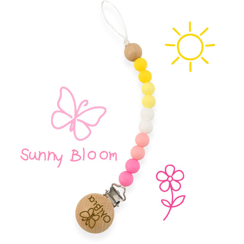 Κλιπ πιπίλας σιλικόνης με όνομα, μασητικό BPA free | Sunny Bloom