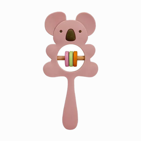 Κουδουνίστρα σιλικόνης για μωρά κοάλα Ροζ Πούδρα