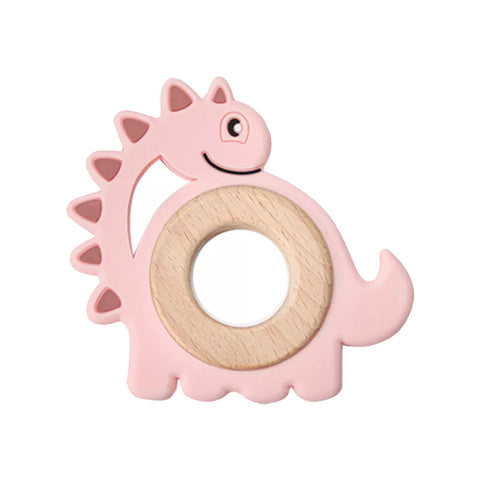 Μασητικό οδοντοφυΐας σιλικόνης Dino Ροζ