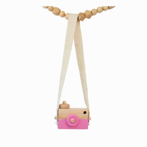 Ξύλινο παιχνίδι μίμησης φωτογραφική μηχανή Ροζ